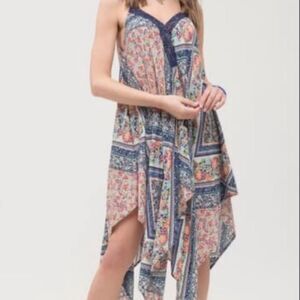 Moon River ANTHROPOLOGIE Floral Handkerchief Asymmetrical Dress